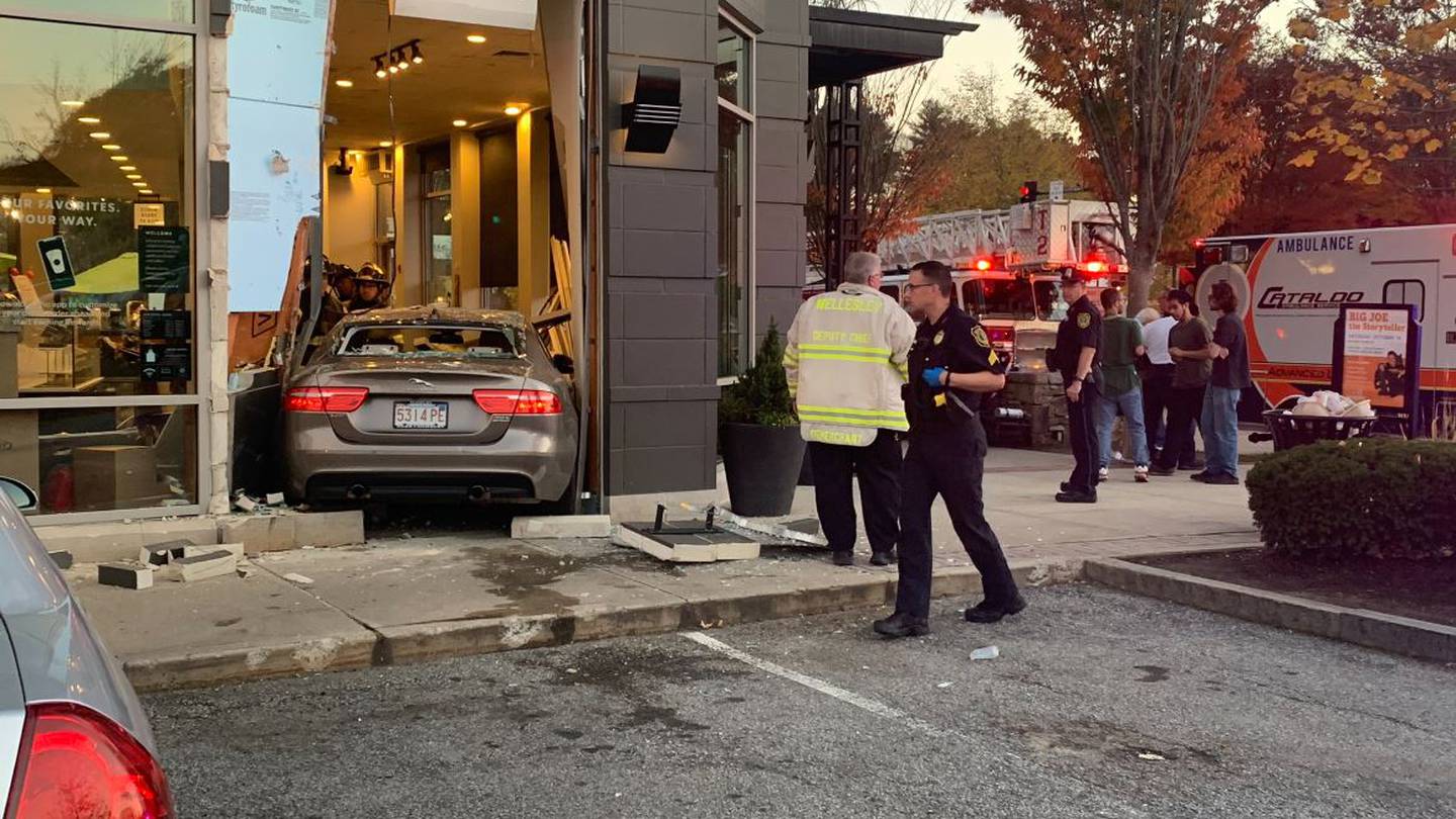 Car crashes into Starbucks in Wellesley, police say