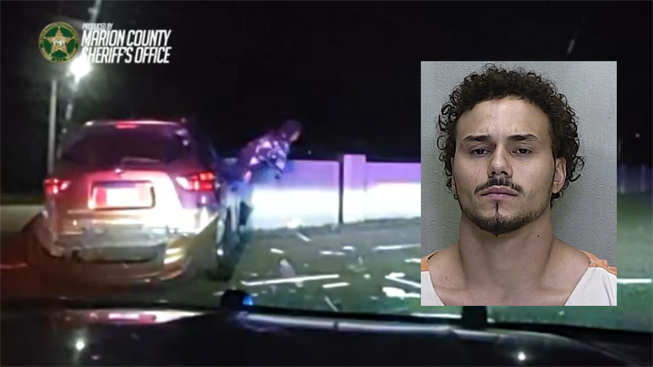 ‘High as F***’: Dash cam video shows Florida man head butt car window, flop out of car during high-speed chase