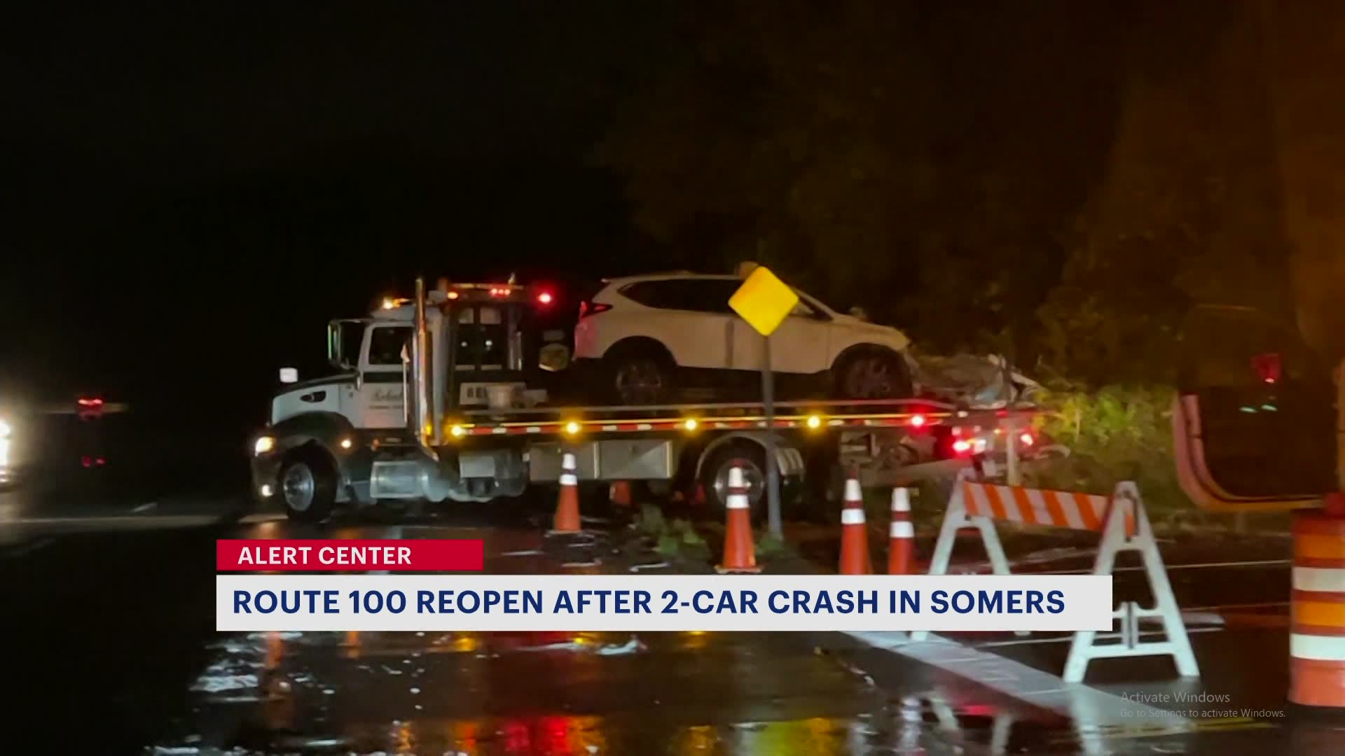 Route 100 reopens after crash with garbage truck and car