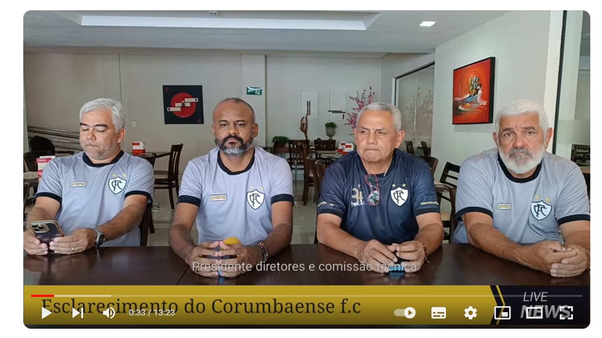 Em live, Corumbaense Futebol Clube diz estar triste com jogador preso durante abordagem policial