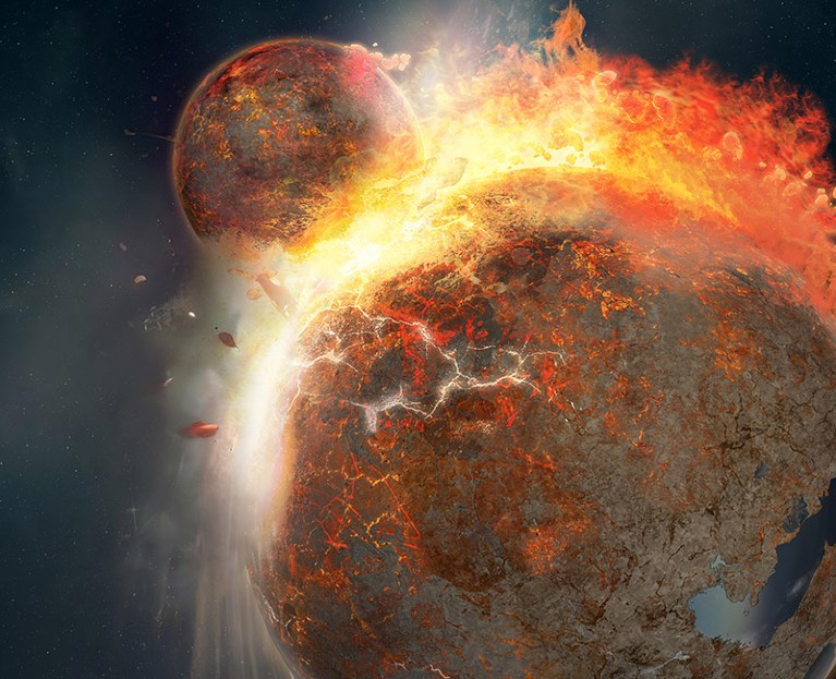 Strange blobs in Earth’s mantle are relics of a massive collision