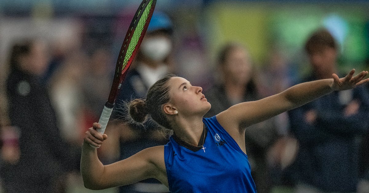 Winona Cotter’s Emma Hageman, here from Mexico, upsets No. 2 seed Annika Harberts Ott in state tennis