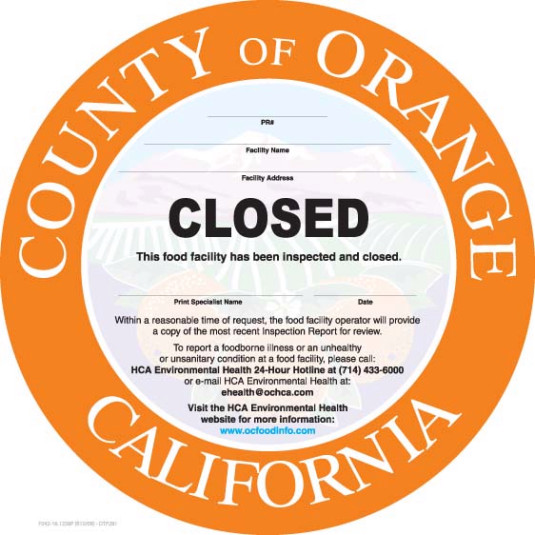 Orange County restaurants shut down by health inspectors (Oct. 19-26)