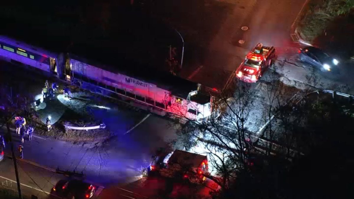 NJTransit train crashed into a car, the transit agency said