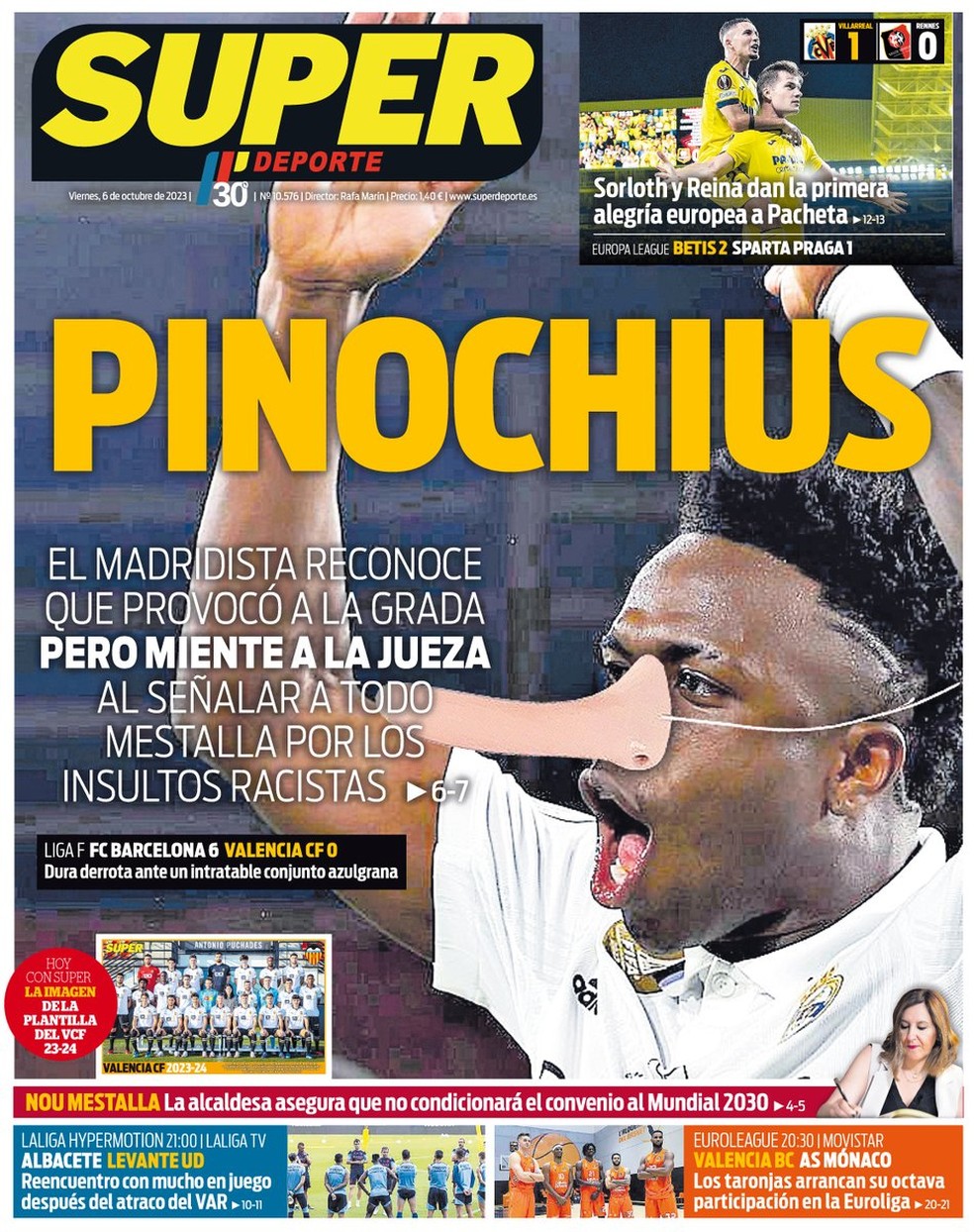 Jornal de Valência irrita Real Madrid e Ancelotti: “Vinicius Junior é a vítima”