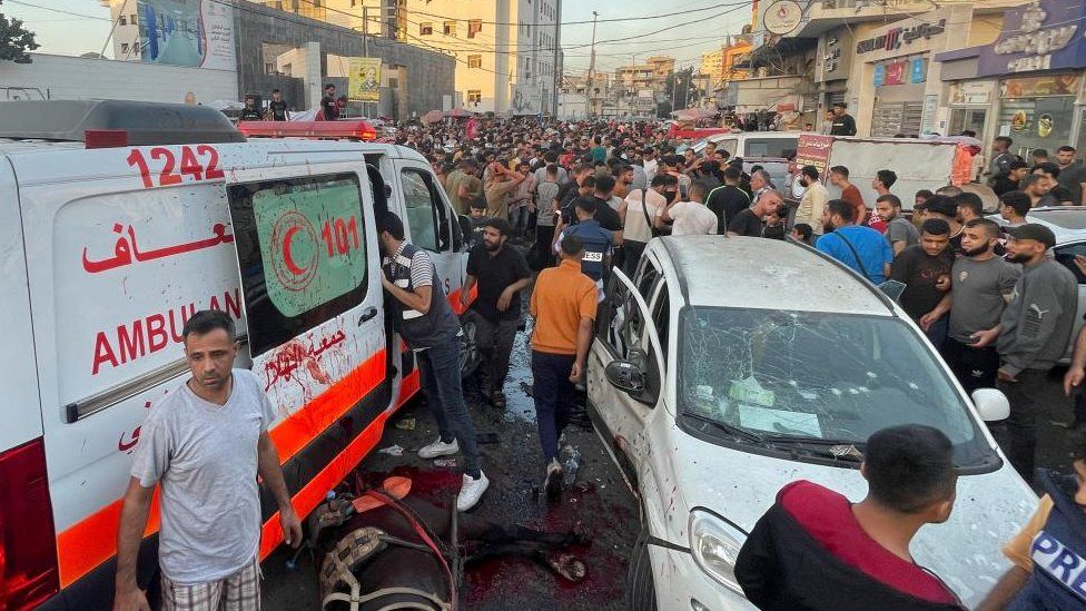 Hamas officials say 13 killed in blast outside Gaza City’s Al-Shifa hospital