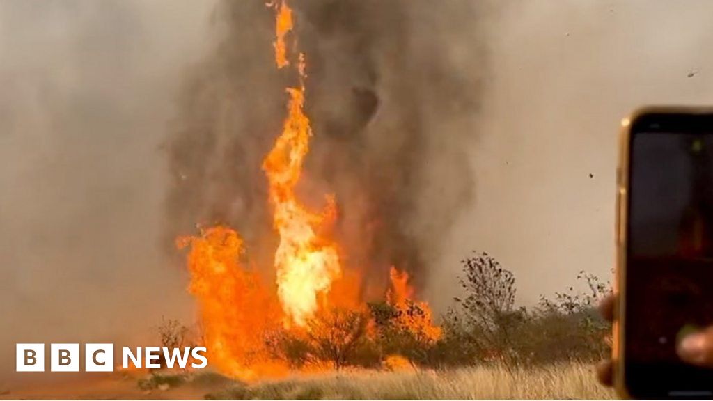 Fire tornado sweeps through Australian outback