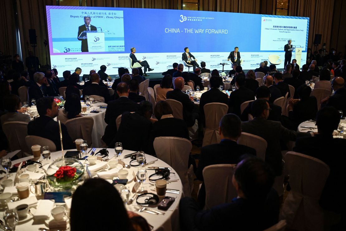 Chinese leaders defend state of economy at global finance summit in Hong Kong