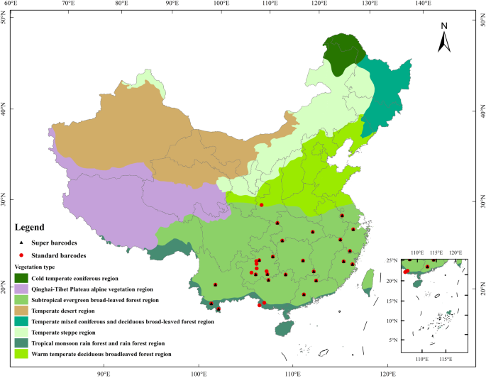 A DNA barcode library for woody plants in tropical and subtropical China