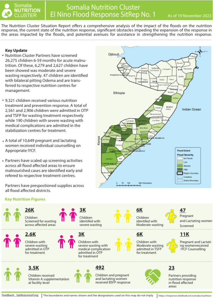 Somalia Nutrition Cluster: El Nino Flood Response SitRep No. 1 (As of 19 November 2023)