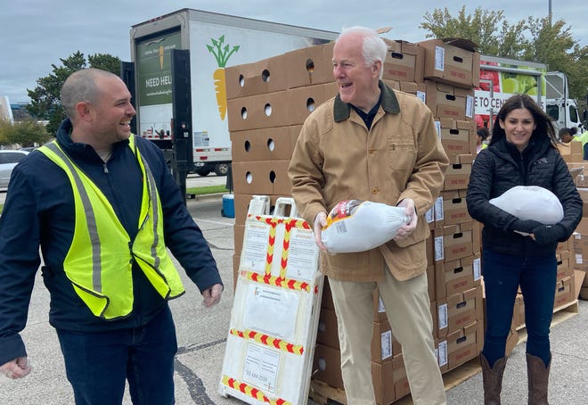 Sen. John Cornyn volunteers at Texas food bank, talks food insecurity, political fighting