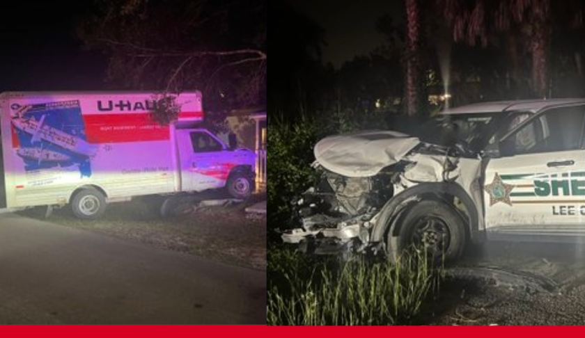 U-Haul truck crushes deputy patrol car in North Fort Myers crash