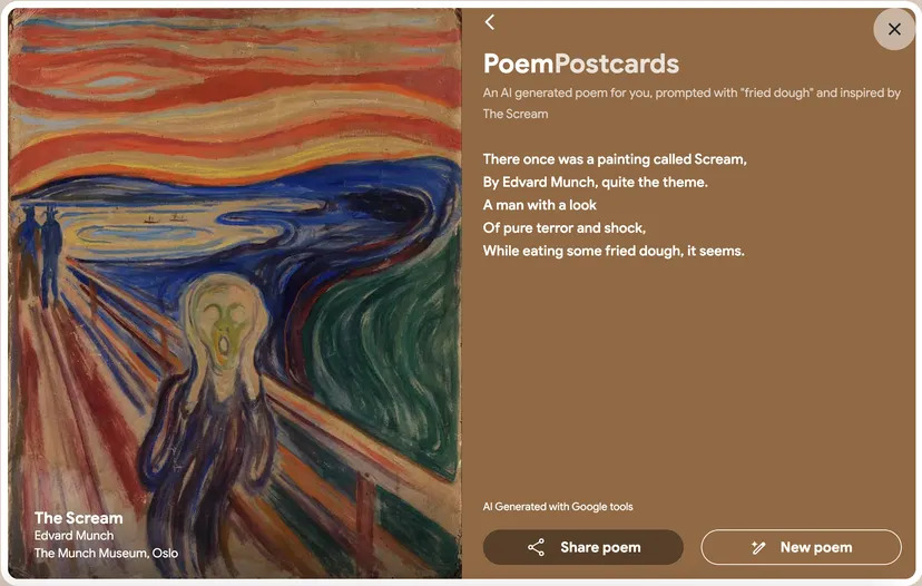 AI-generated Poem Postcards on Google’s Arts & Culture app