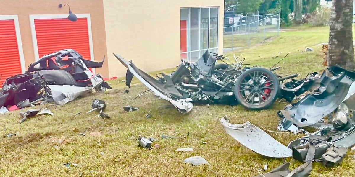 FHP investigates car completely destroyed after drove off the road and into a power pole