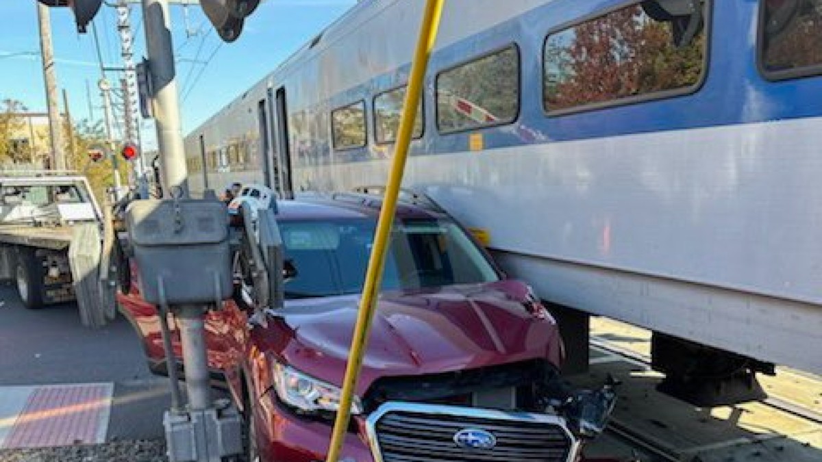 Car struck by train in Norwalk