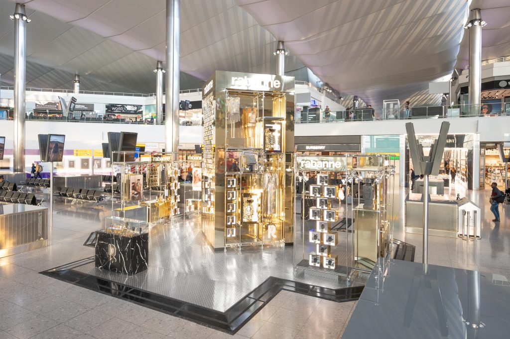 Rabanne fashion and beauty pillars unite in dazzling Heathrow pop-up