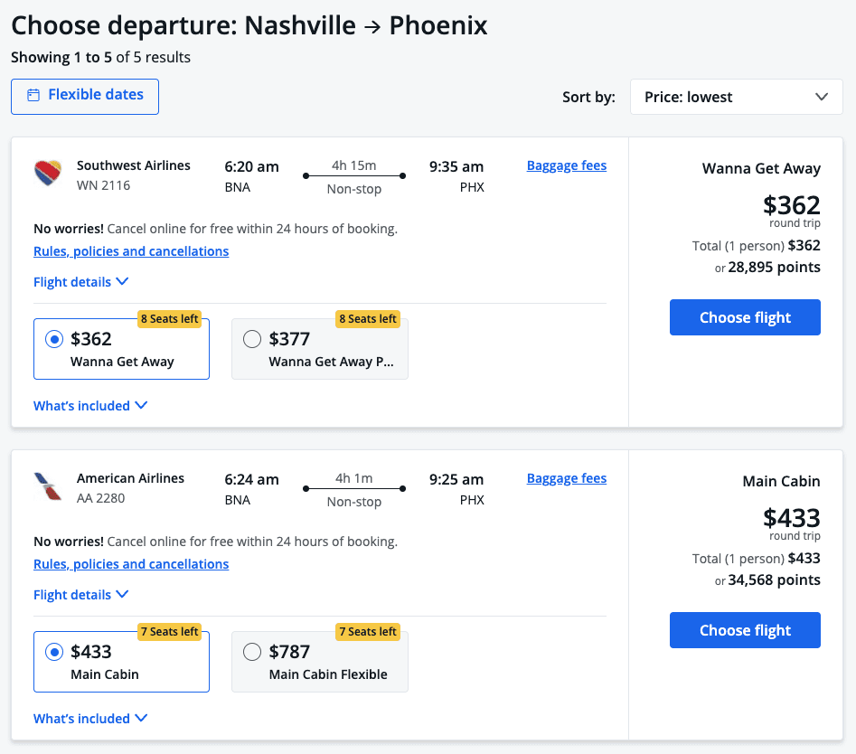 New: Book Southwest Flights in the Chase Travel Portal