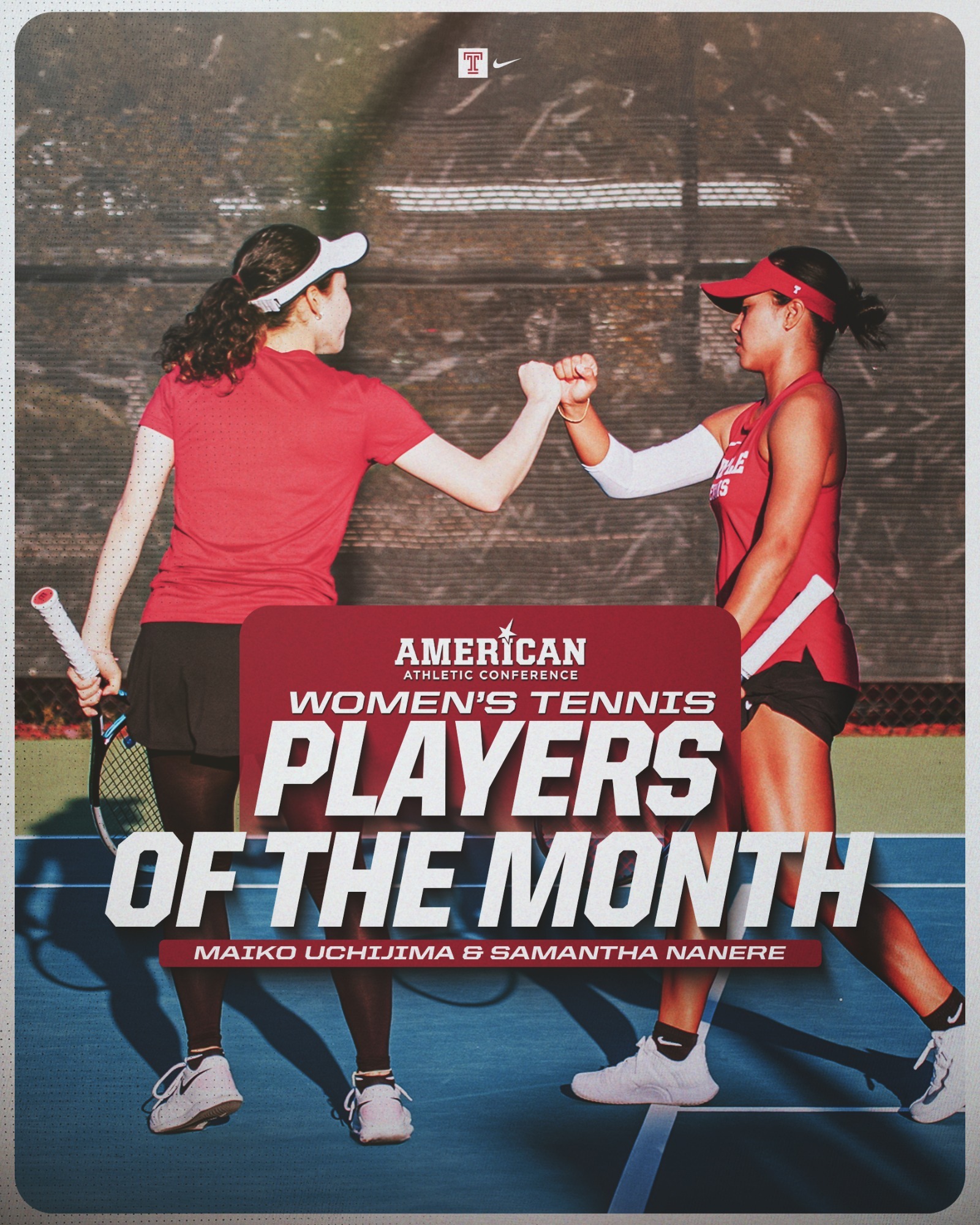 Samantha Nanere and Maiko Uchijima Earn AAC Women’s Tennis Players of the Month for October