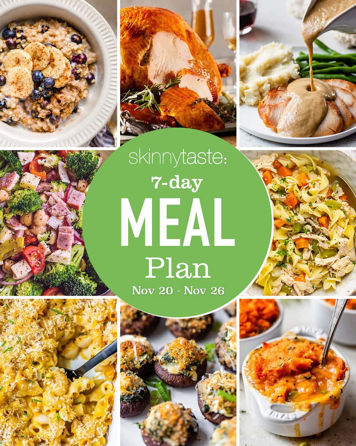 Free 7 Day Healthy Meal Plan (Nov 20-26)