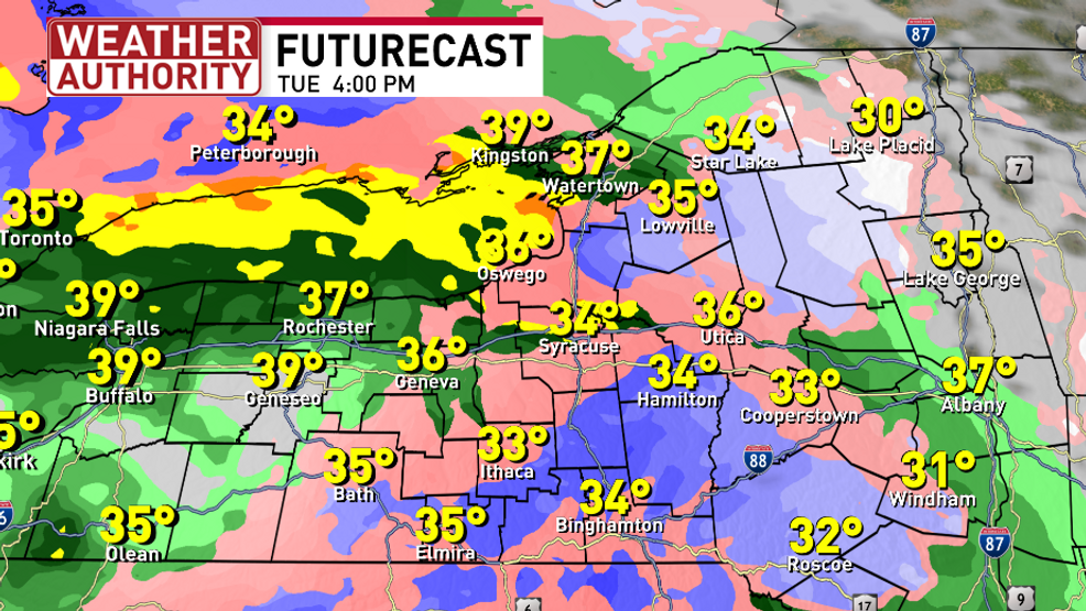 Widespread wintry mix may cause travel issues in CNY Tuesday