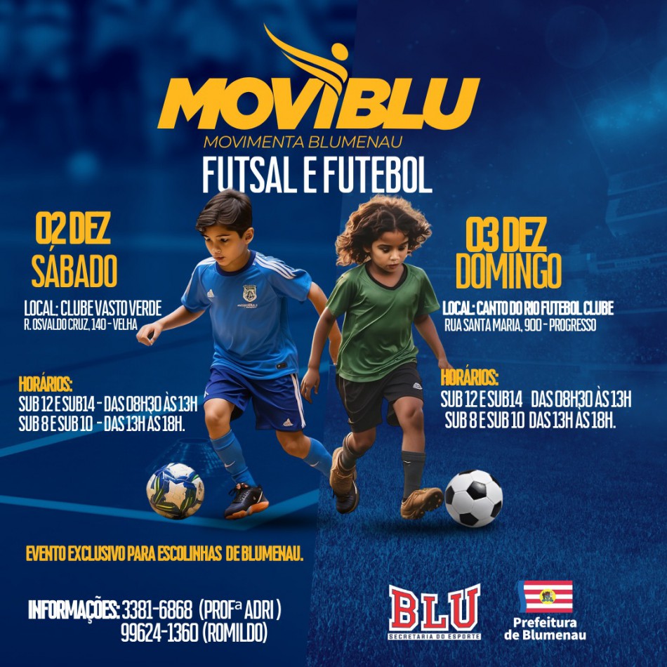 Fim de semana tem Festival Moviblu de futsal e futebol em Blumenau