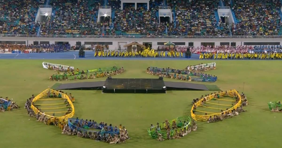 Pacific Games 2023 Opening Ceremony: Home weightlifting legend Jenly Tegu Wini carries the flag for the Solomon Islands