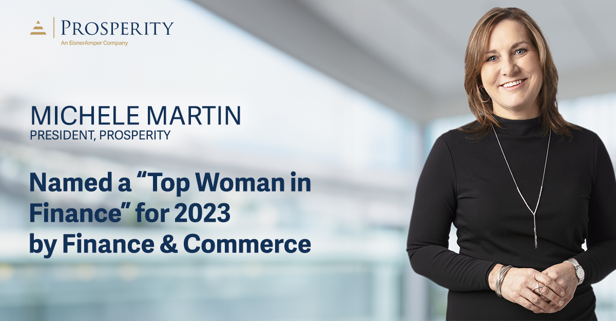 Prosperity’s Michele Martin Named a  “Top Woman in Finance” by Finance & Commerce