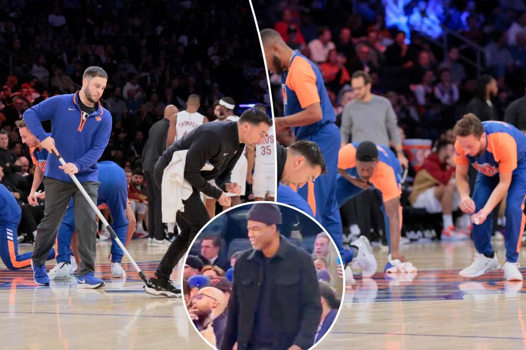 Chris Rock, David Harbour help Knicks clean up during bizarre glitter…