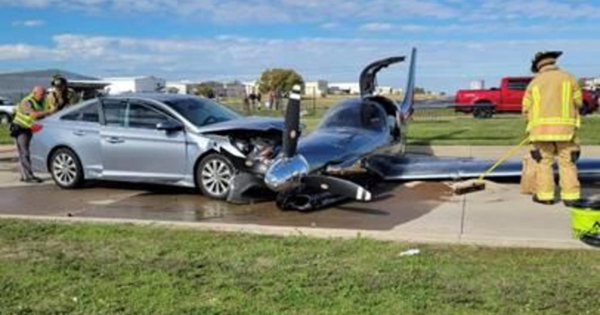 Small plane crashes into car in McKinney, 1 injured