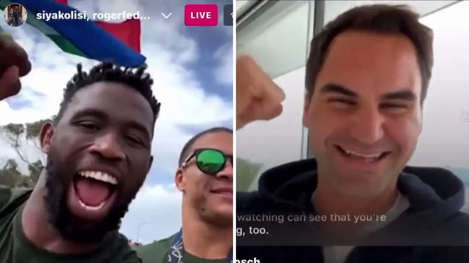 Tennis legend Roger Federer joins Siya Kolisi in Springboks celebrations