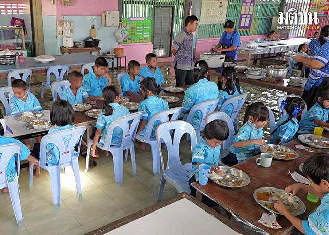 นักเรียน เดือดร้อนหนัก น้ำทะเลหนุนสูง ท่วมโรงอาหาร ต้องกินข้าวกลางน้ำ | MATICHON ONLINE