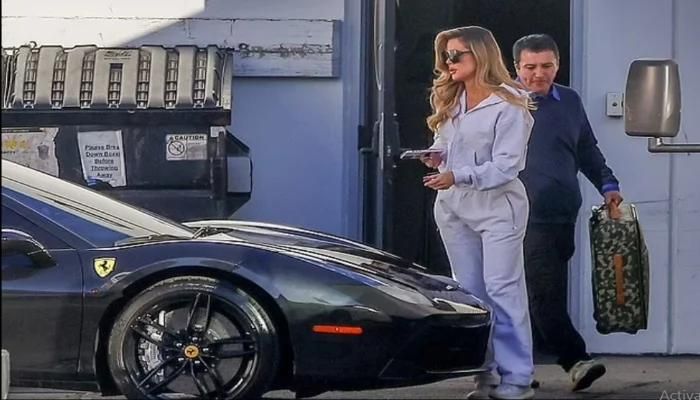 Khloe Kardashian Steps into Her Ferrari While Rocking a Casual Look