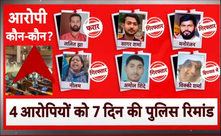 संसद की सुरक्षा में सेंध का मामला: 7 दिनों की पुलिस रिमांड पर भेजे गए चारों आरोपी, कोर्ट में क्या दी दलीलें?