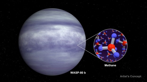 JWST detects methane in atmosphere of blistering hot WASP-80 b