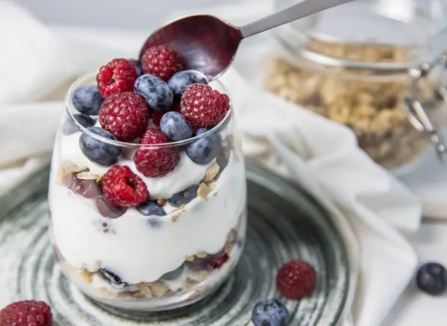 yogurt parfait with berries and granola