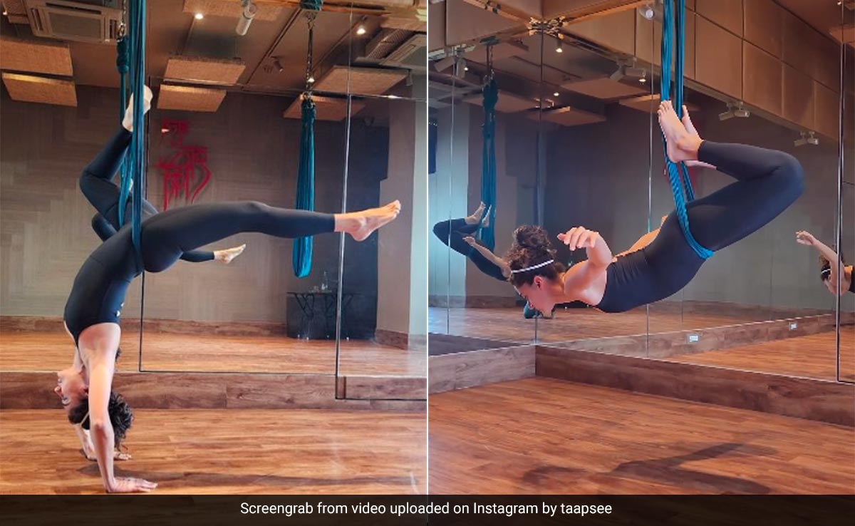 Just Taapsee Pannu Setting Fitness Goals With Her Aerial Yoga Session