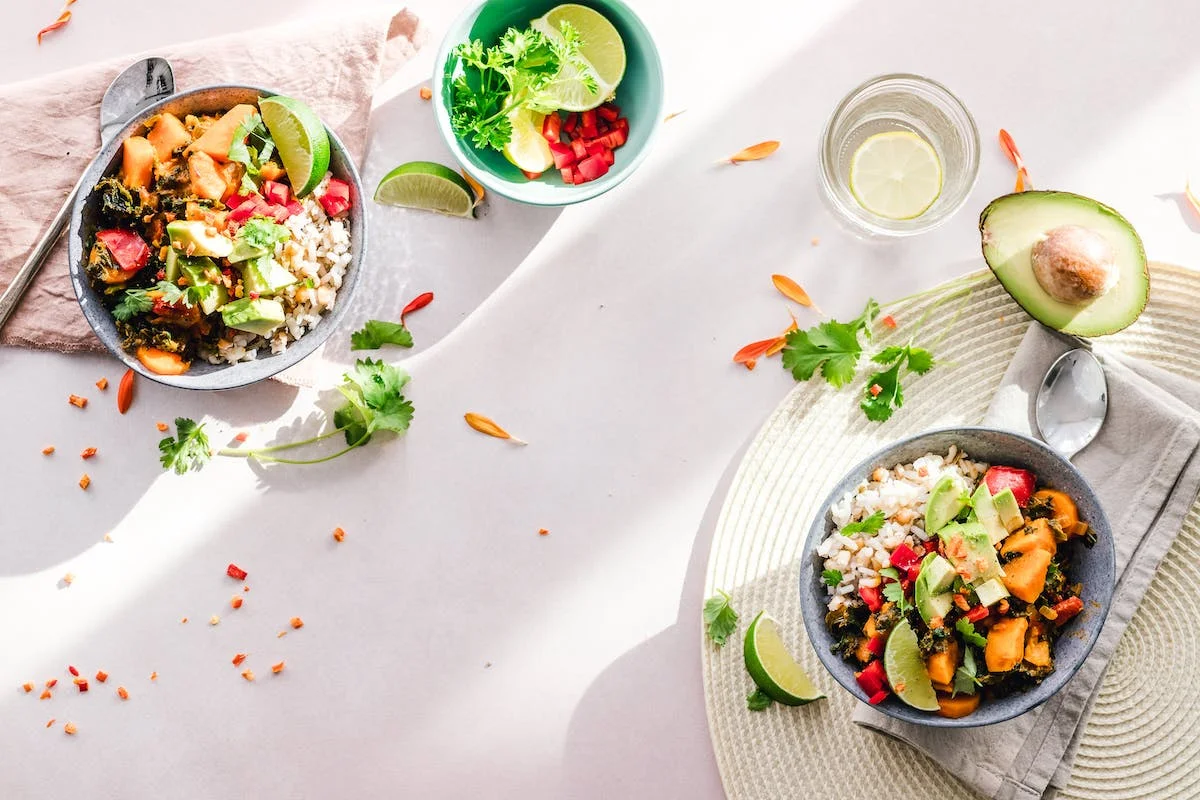 bowls of green food