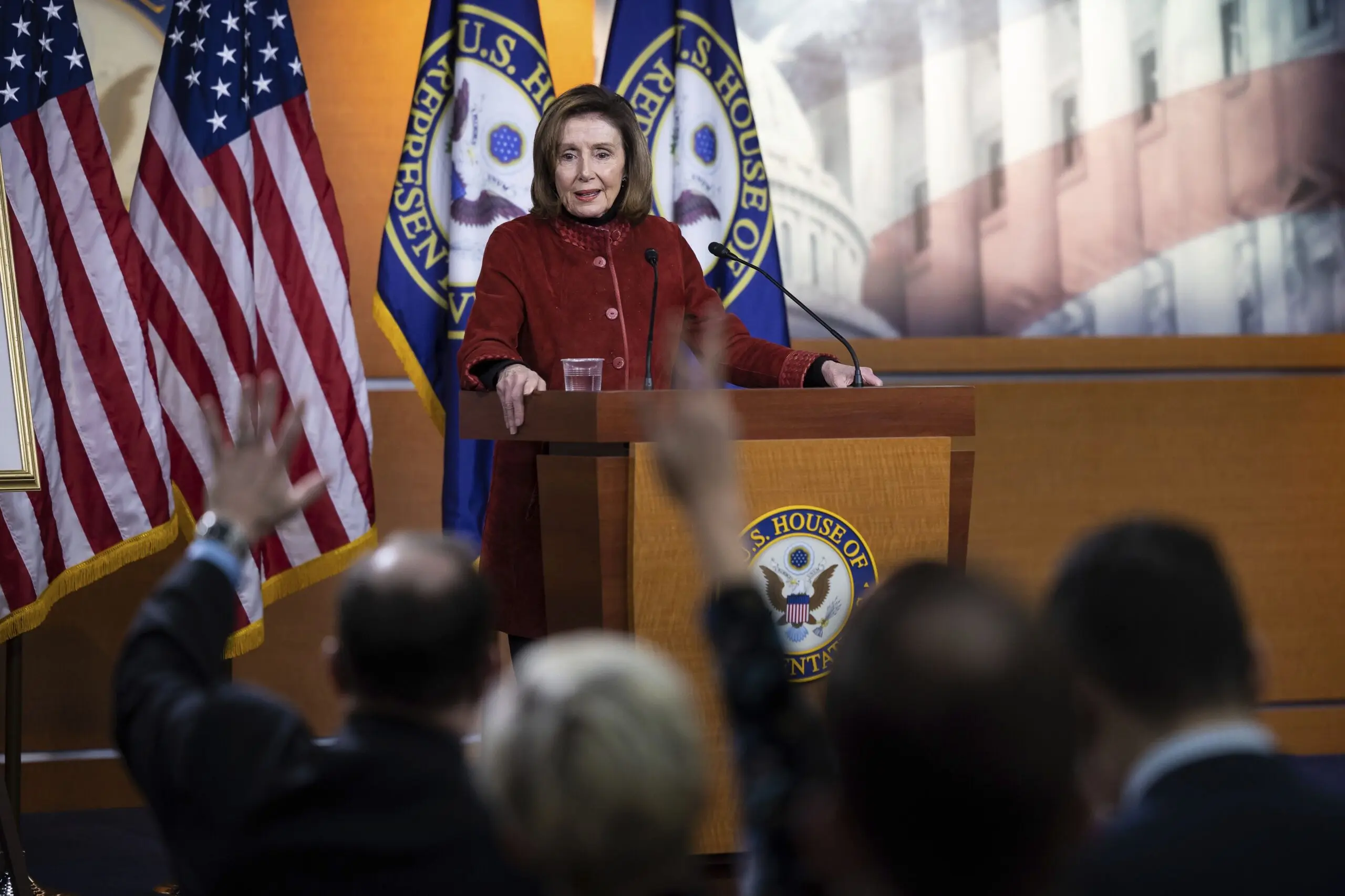 Rep. Nancy Pelosi (D-Calif.) speaks during her final weekly press conference as Speaker of the House on Capitol Hill Dec. 22, 2022.