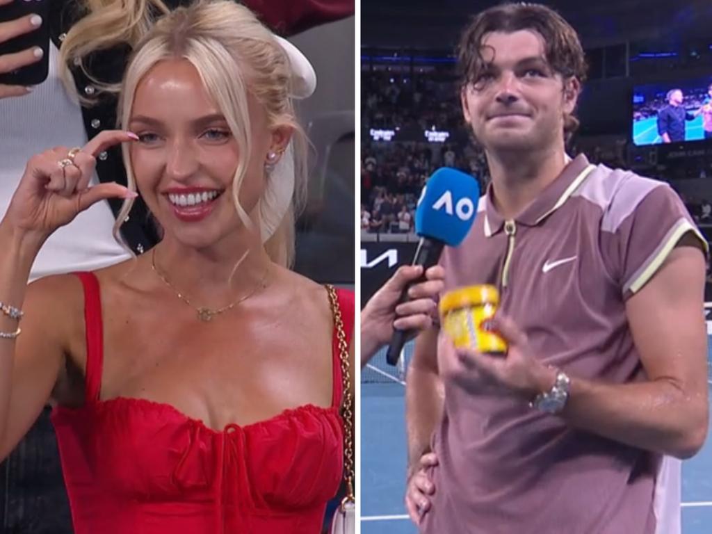 A bet’s a bet! Aus Open WAG Morgan Riddle punished for not believing in partner… via Vegemite jar