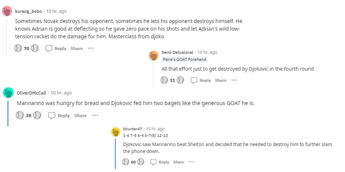 “Novak Djokovic saw Mannarino beat Ben Shelton & decided he needed to destroy him to further slam the phone down”- Fans react to Serb’s Australian Open 4R win