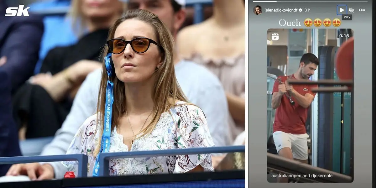 Jelena Djokovic (L) and a screengrab of her Instagram story.