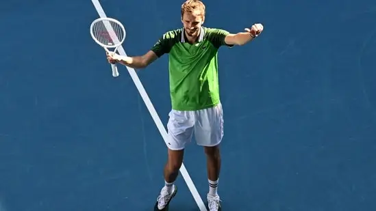 Russia's Daniil Medvedev celebrates victory against Portugal's Nuno Borges during their men's singles match on day nine of the Australian Open tennis tournament in Melbourne on January 22(AFP)