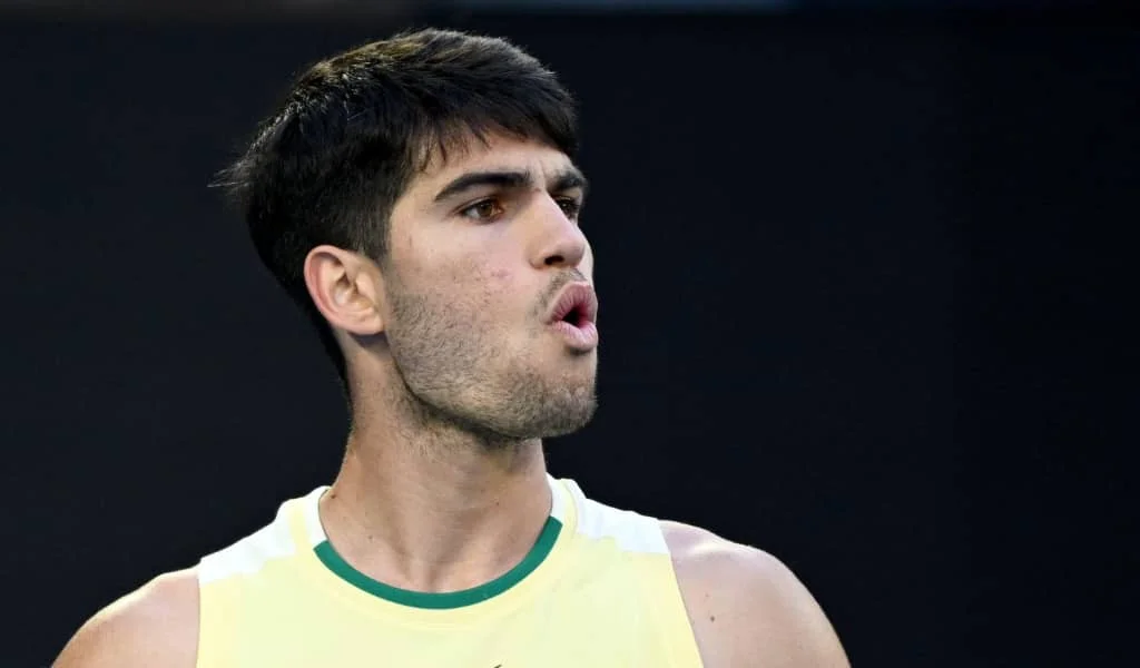 Carlos Alcaraz looks on at the Australian Open