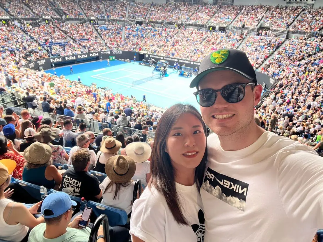 James Ewing and his girlfriend Yuri at this year's Australian Open.