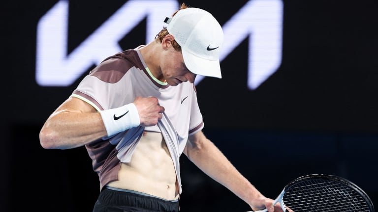 Jannik Sinner serves up Novak Djokovic rematch after outlasting Andrey Rublev at Australian Open