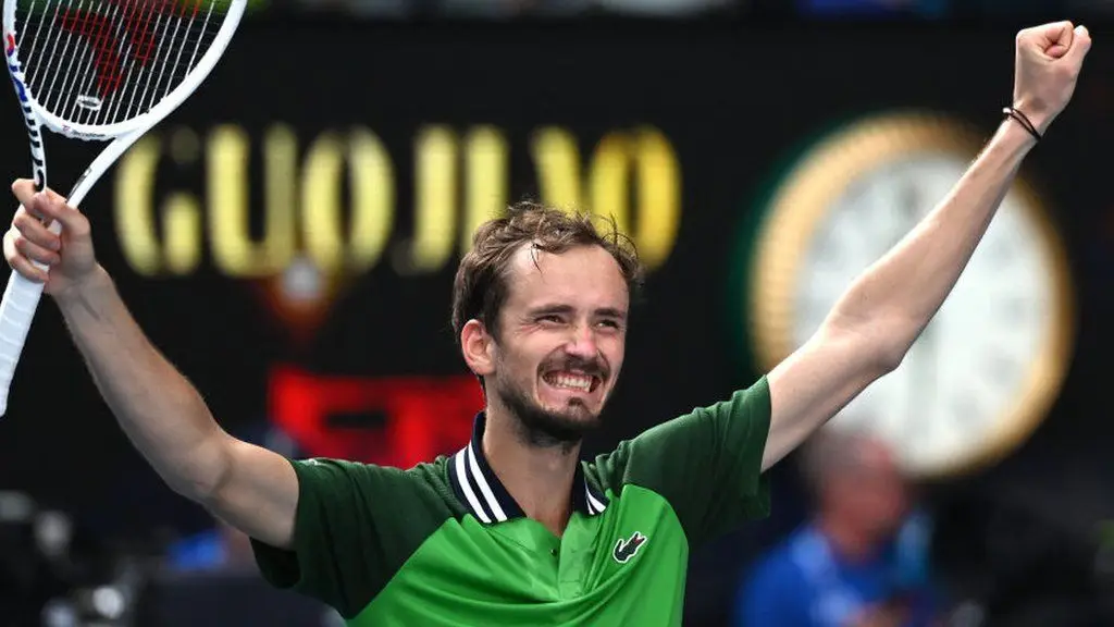 Daniil Medvedev celebrates reaching the 2024 Australian Open semi-finals