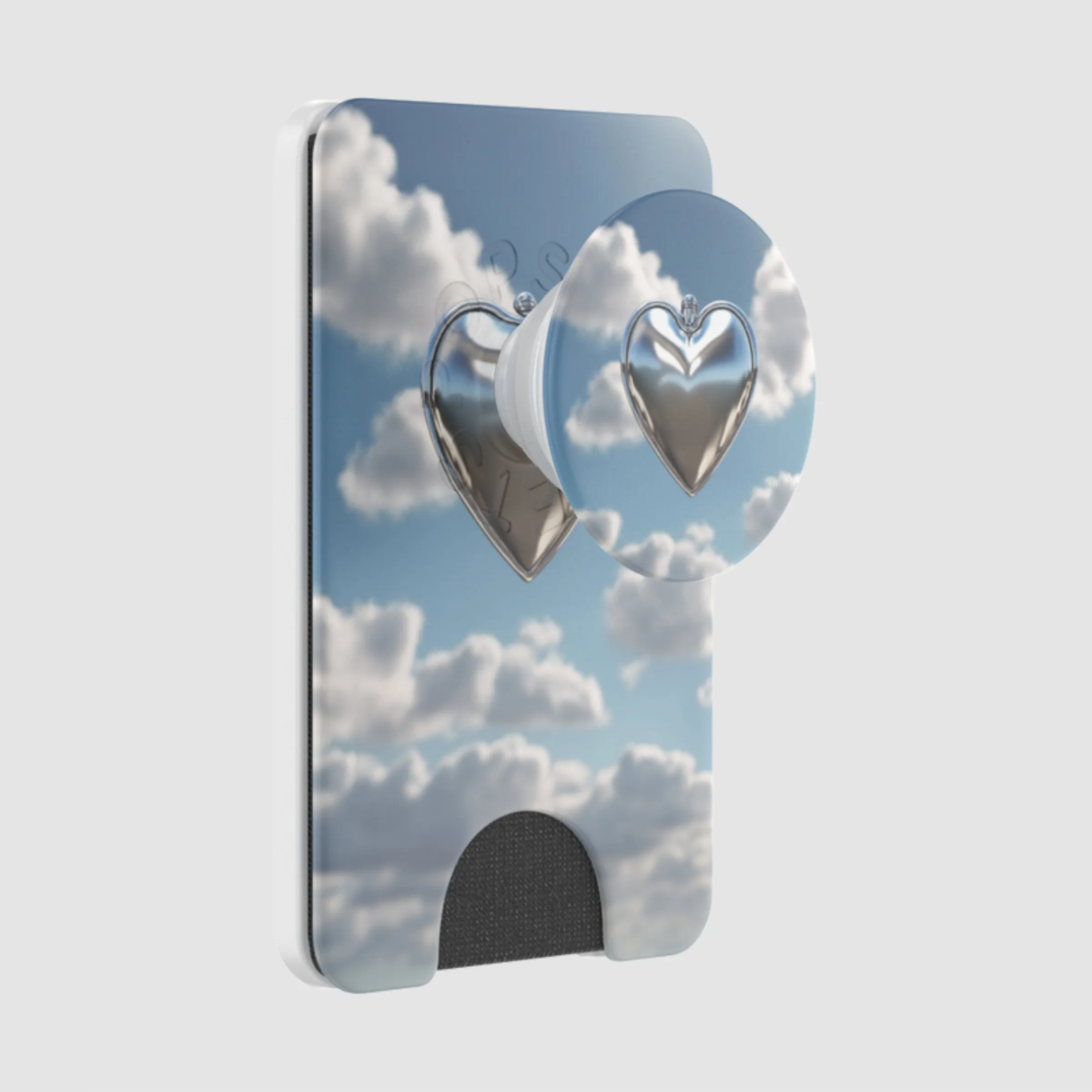 Popsocket attached to case / wallet decorated with a sky scene.