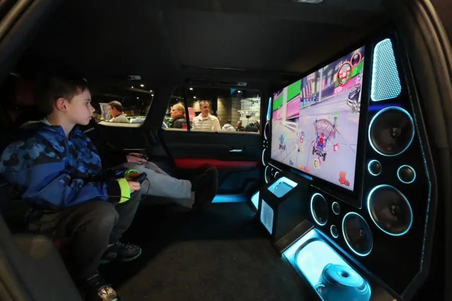 A driving simulation at the Chicago Auto Show