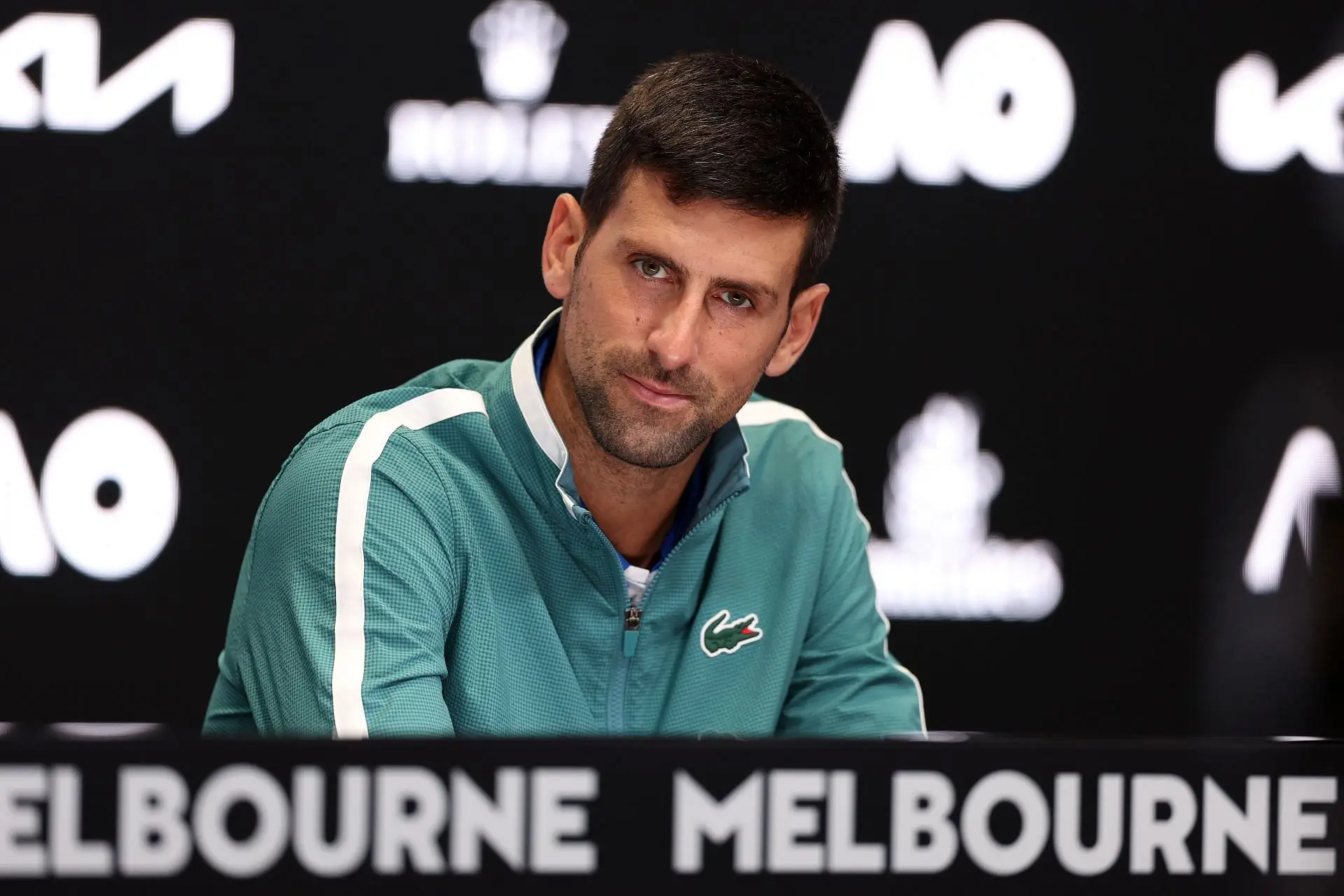 Novak Djokovic pictured at the 2024 Australian Open