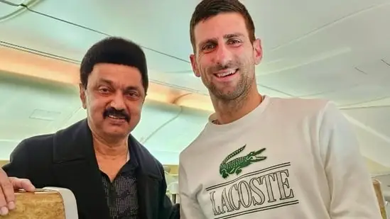 Tamil Nadu Chief Minister M K Stalin(left) and tennis superstar Novak Djokovic(X(formerly Twitter)/@mkstalin)